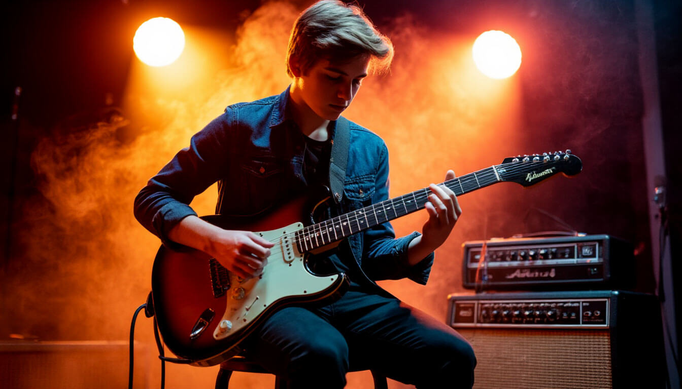 Professional guitar rig on stage